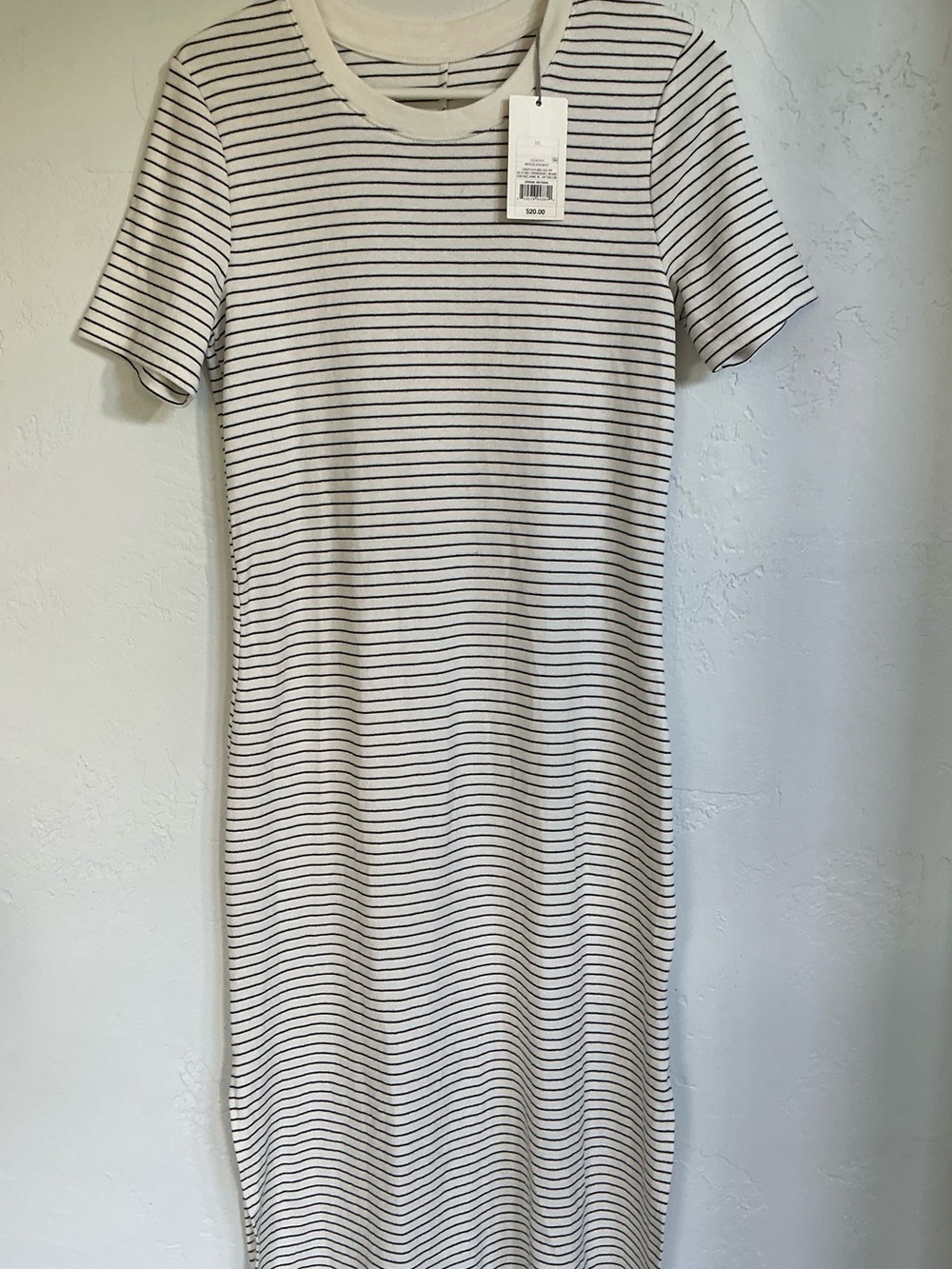 NWT a new day Striped Short-Sleeve Crewneck Midi Dress - White/Black